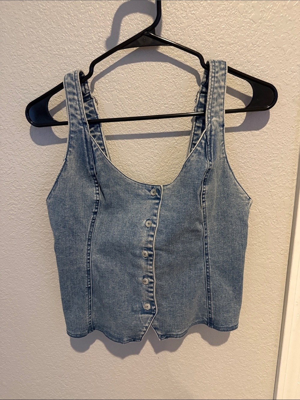 Free People Denim Button-Front Tank Top - Light Blue new with tags